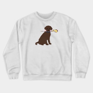 Preppy Chocolate Lab Lacrosse Dog Crewneck Sweatshirt